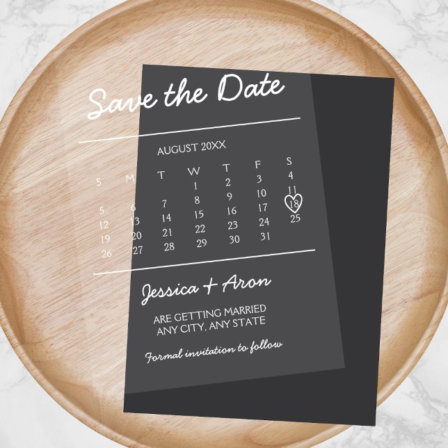 Chic Calendar Save the Date Elegante Moderne Karte Acryleinladungen (Chic Calendar Save The Date Elegant Modern Card Acrylic Invitations)
