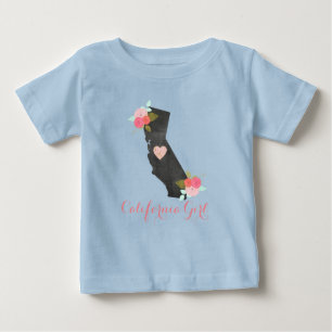 Chic California Staat & Moveable Heart Girl's Baby T-shirt