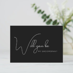 Chic Calligrafy Black Trauzeuge Vorschlagskarte Dankeskarte