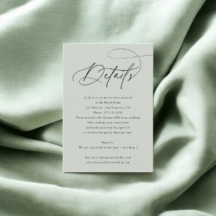 Chic Calligrafy Foto Hochzeitdetails Begleitkarte