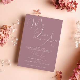 Chic Calligrafy Lila 15. Geburtstag quinceañera Einladung