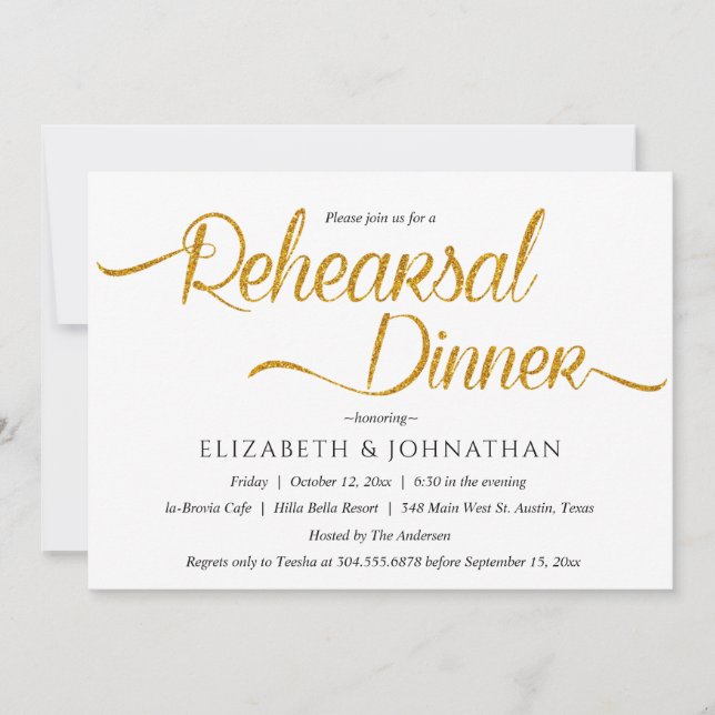 Chic Calligrafy Minimal Probe Dinner Invitati Einladung (Vorderseite)