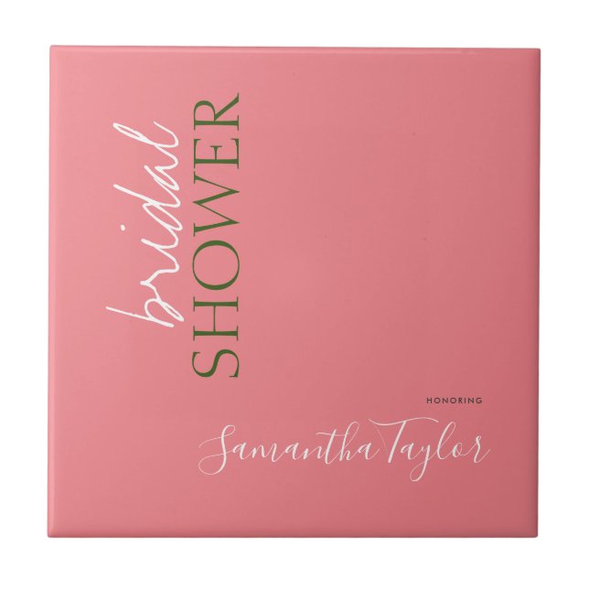 Chic Calligrafy Minimalistisch Brautparty Fliese (Vorderseite)