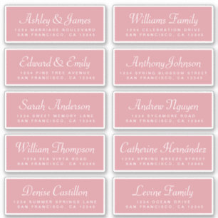 Chic Calligrafy Rose Pink Guest Address Labels