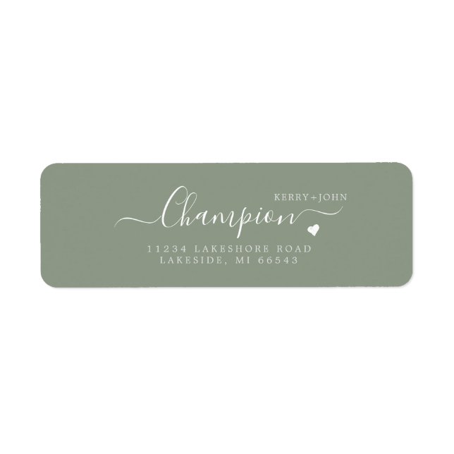 Chic Calligrafy Sage Wedding Return Address Label (Vorne)