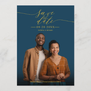 Chic Calligrafy Wedding Save the Date Foto Einladung