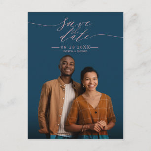 Chic Calligrafy Wedding Save the Date Foto Postkarte