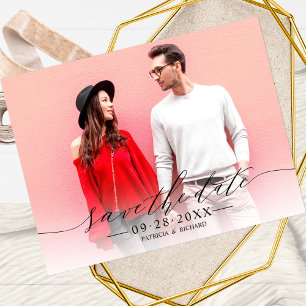 Chic Calligrafy Wedding Save the Date Foto Postkarte