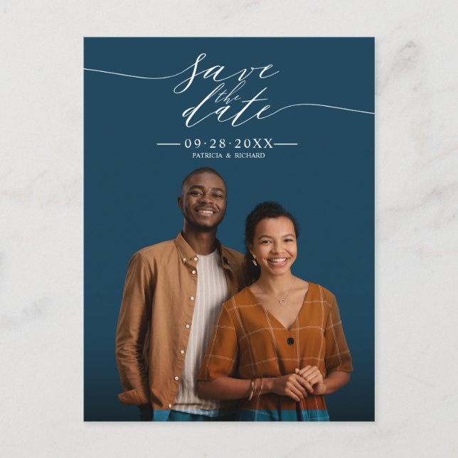 Chic Calligrafy Wedding Save the Date Foto Postkarte (Vorderseite)