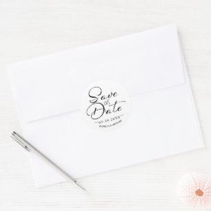 Chic Calligrafy Wedding Save the Date Runder Aufkleber