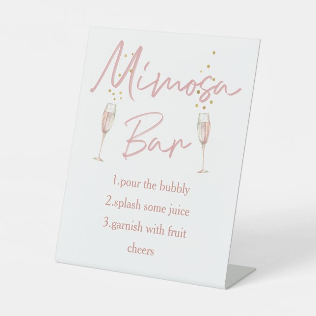 Chic calligraph Brautparty mimosa Bar Sockelschild (Vorderseite)