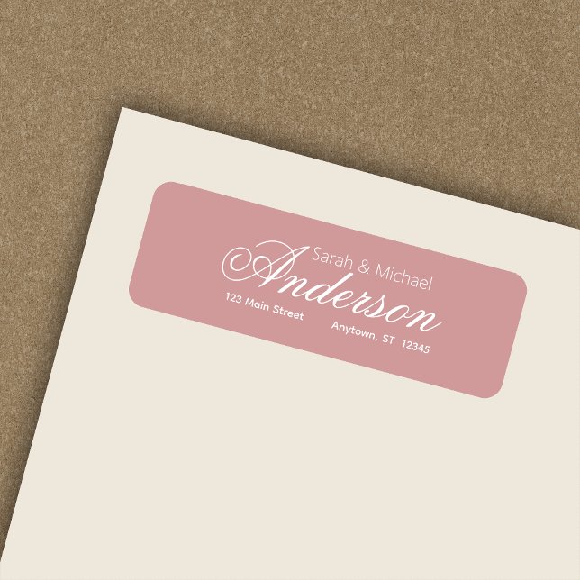 Chic Calligraphic Script Dusty Rose Rücksendeadres (Von Creator hochgeladen)