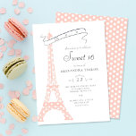 Chic Calligraphie Eiffel Paris Polka Dots Sweet 16 Einladung<br><div class="desc">Eine elegante,  stilvolle und minimalistische Sweet 16-Party Einladung mit einem Pariser Thema,  mit einem Eiffelturm mit Polka-Punkten,  einfacher Typografie und Polka-Punkten auf der Rückseite.</div>