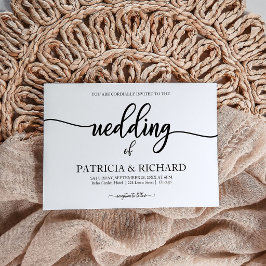 Chic Calligraphy Black and White Wedding Einladung