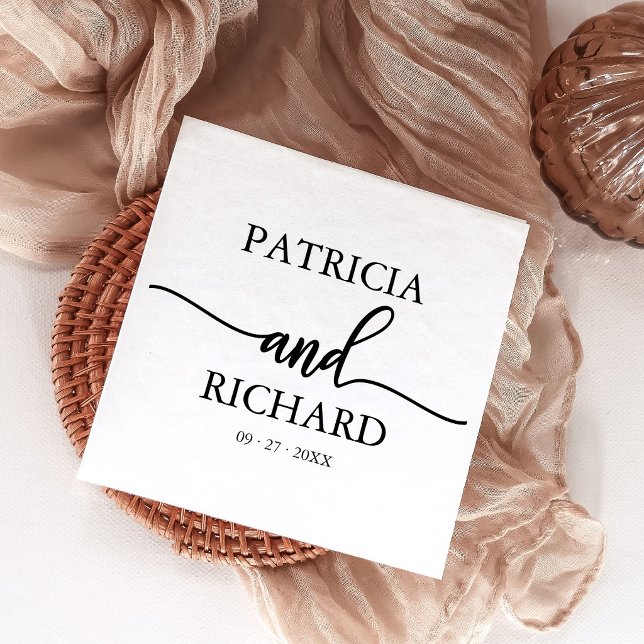 Chic Calligraphy Black and White Wedding Serviette (Von Creator hochgeladen)