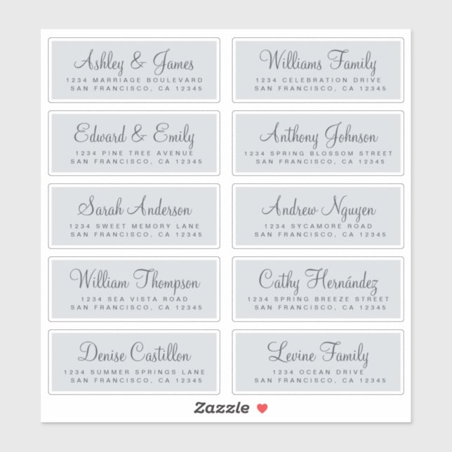 Chic Calligraphy Blue Wedding Guest Address Labels (Blatt)