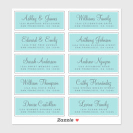 Chic Calligraphy Blue Wedding Guest Address Labels