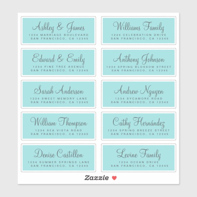 Chic Calligraphy Blue Wedding Guest Address Labels (Blatt)