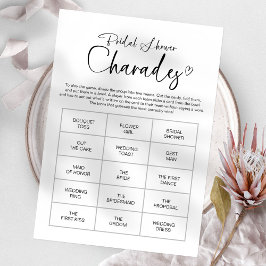 Chic Calligraphy Brautparty Charades Game Einladung