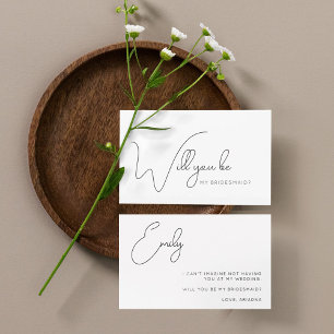 Chic Calligraphy Bridesmaid Vorschlagskarte Dankeskarte