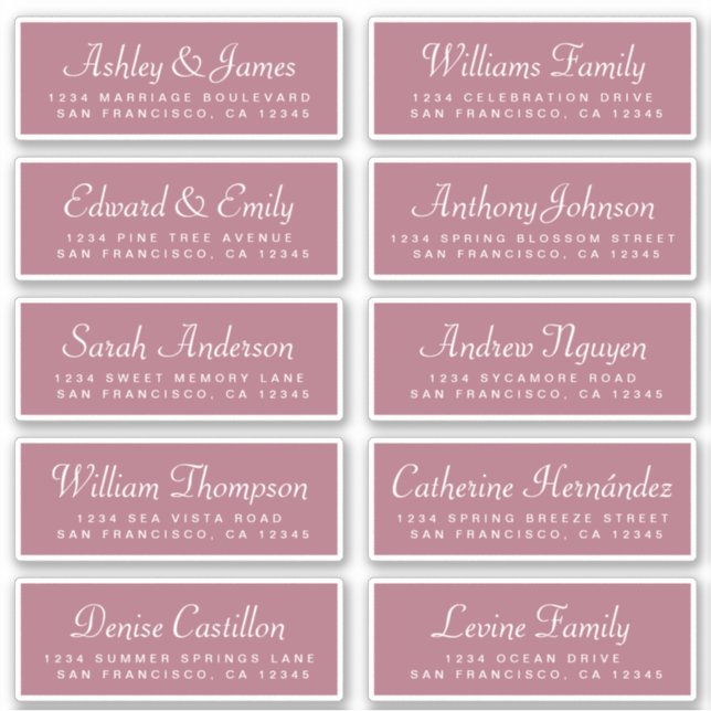 Chic Calligraphy Cassis Guest Address Labels (Vorderseite)