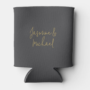 Chic Calligraphy Couple Names Gray & Gold Dosenkühler