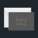 Chic Calligraphy Couple Names Gray & Gold Mitteilungskarte<br><div class="desc">Sie können die Schriftart,  Hintergrundbild und Farbe,  Buchstaben und Buchstaben leicht ändern.</div>