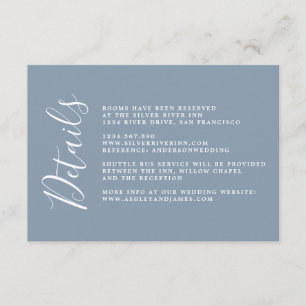 Chic Calligraphy Dusty Blue Wedding Details Begleitkarte