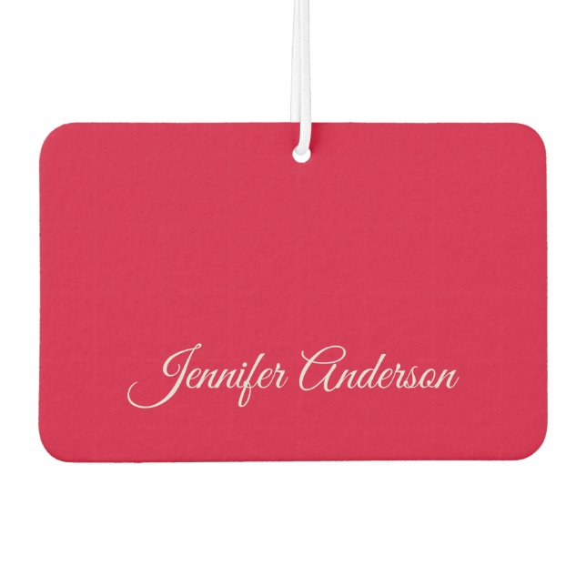 Chic Calligraphy Elegance Cherry Red Personalisier Autolufterfrischer (Vorderseite)