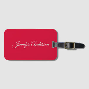 Chic Calligraphy Elegance Cherry Red Personalisier Gepäckanhänger