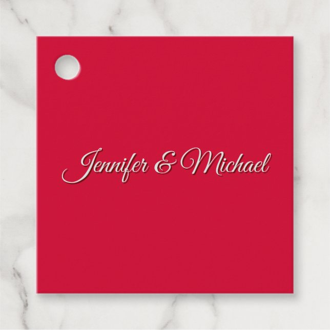 Chic Calligraphy Elegance Cherry Red Personalisier Geschenkanhänger (Vorderseite)