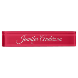 Chic Calligraphy Elegance Cherry Red Personalisier Namensplakette