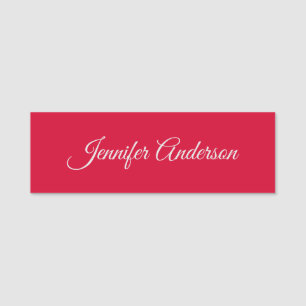 Chic Calligraphy Elegance Cherry Red Personalisier Namensschild