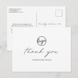 Chic Calligraphy Elegante Logo Business Vielen Dan Postkarte