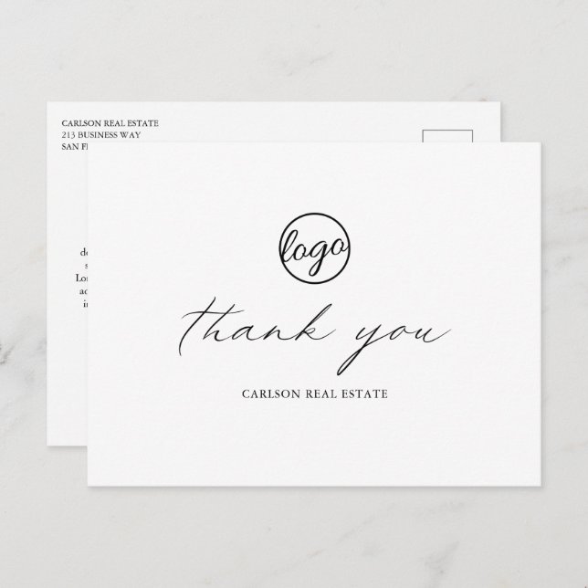 Chic Calligraphy Elegante Logo Business Vielen Dan Postkarte (Vorne/Hinten)