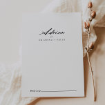 Chic Calligraphy Elegante Wedding Advice Card Hinweiskarte<br><div class="desc">Diese elegante kalligraphische Hochzeitsratenkarte ist perfekt für eine rustikale Hochzeit. Das einfache und elegante Design zeichnet sich durch klassische und extravagante Schriftzeichen in Schwarz und Weiß aus. Diese Karten sind ideal für Hochzeiten, Brautparty, Babydusche, Graduiertenfest u.v.m. Personalisieren Sie die Karten mit den Namen der Braut und Bräutigam, den Eltern, die...</div>