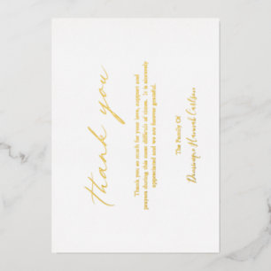 Chic Calligraphy Gold Foil Beerdigung Danke Karte