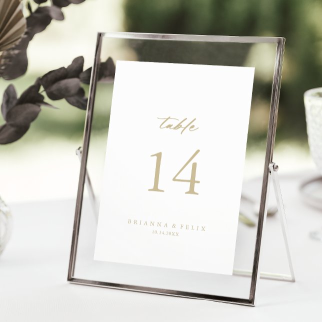 Chic Calligraphy Gold Wedding Tischnummer (Von Creator hochgeladen)