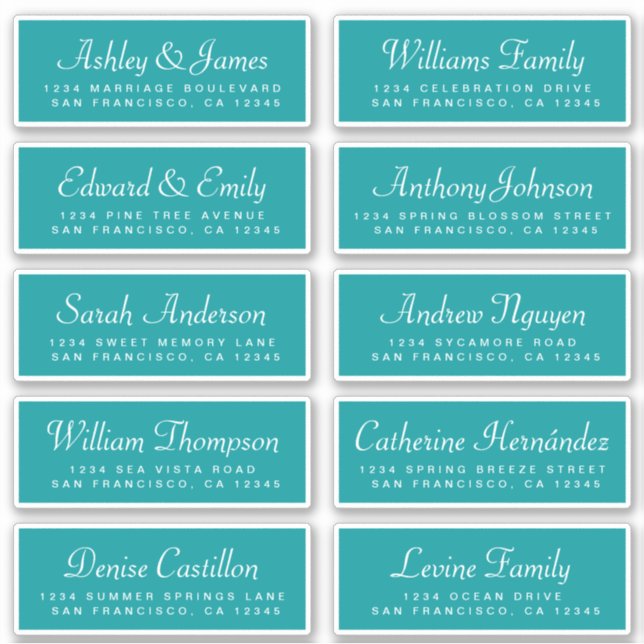 Chic Calligraphy Green Guest Address Labels (Vorderseite)