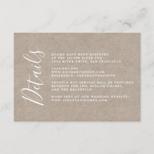 Chic Calligraphy Kraft Paper Wedding Details Begleitkarte