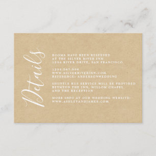 Chic Calligraphy Kraft Paper Wedding Details Begleitkarte