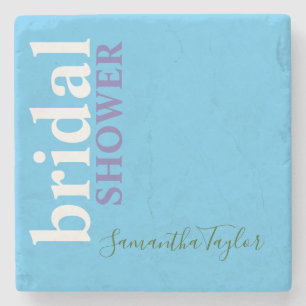 Chic Calligraphy Minimalistisch Brautparty Blue Steinuntersetzer