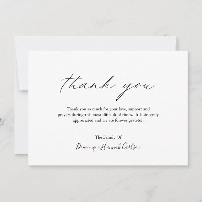 Chic Calligraphy Minimalistisch Simple Elegante Be Dankeskarte (Vorderseite)