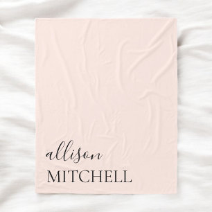 Chic Calligraphy Monogram Blush Pink Fleecedecke