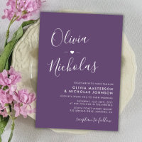 Chic Calligraphy Monogram Lila QR Code Wedding