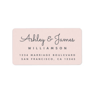 Chic Calligraphy Names Pastel Pink Rücksendeadress Adressaufkleber