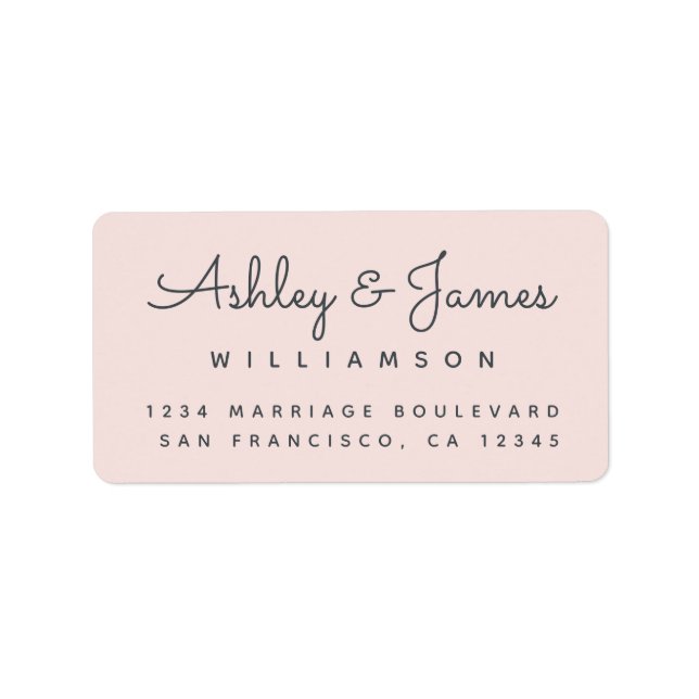 Chic Calligraphy Names Pastel Pink Rücksendeadress Adressaufkleber (Vorne)
