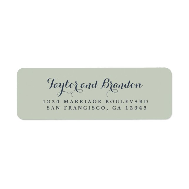 Chic Calligraphy Names Wedding Rücksendeadresse (Vorne)