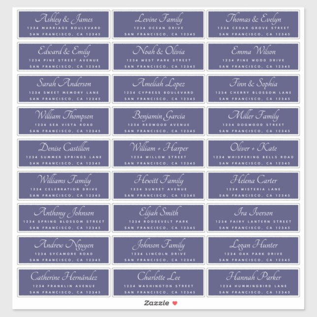 Chic Calligraphy Navy Blue Guest Address Labels (Blatt)