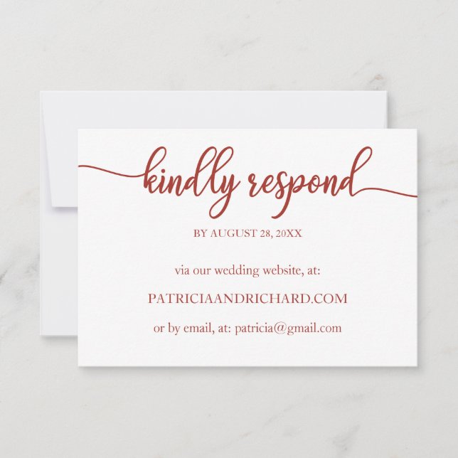 Chic Calligraphy Online Wedding RSVP Card (Vorderseite)